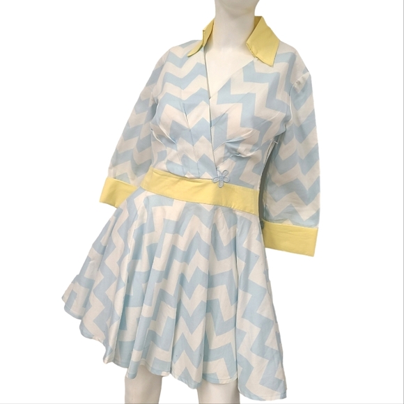 Vintage Handmade Chevron Dress Small - Picture 3 of 7